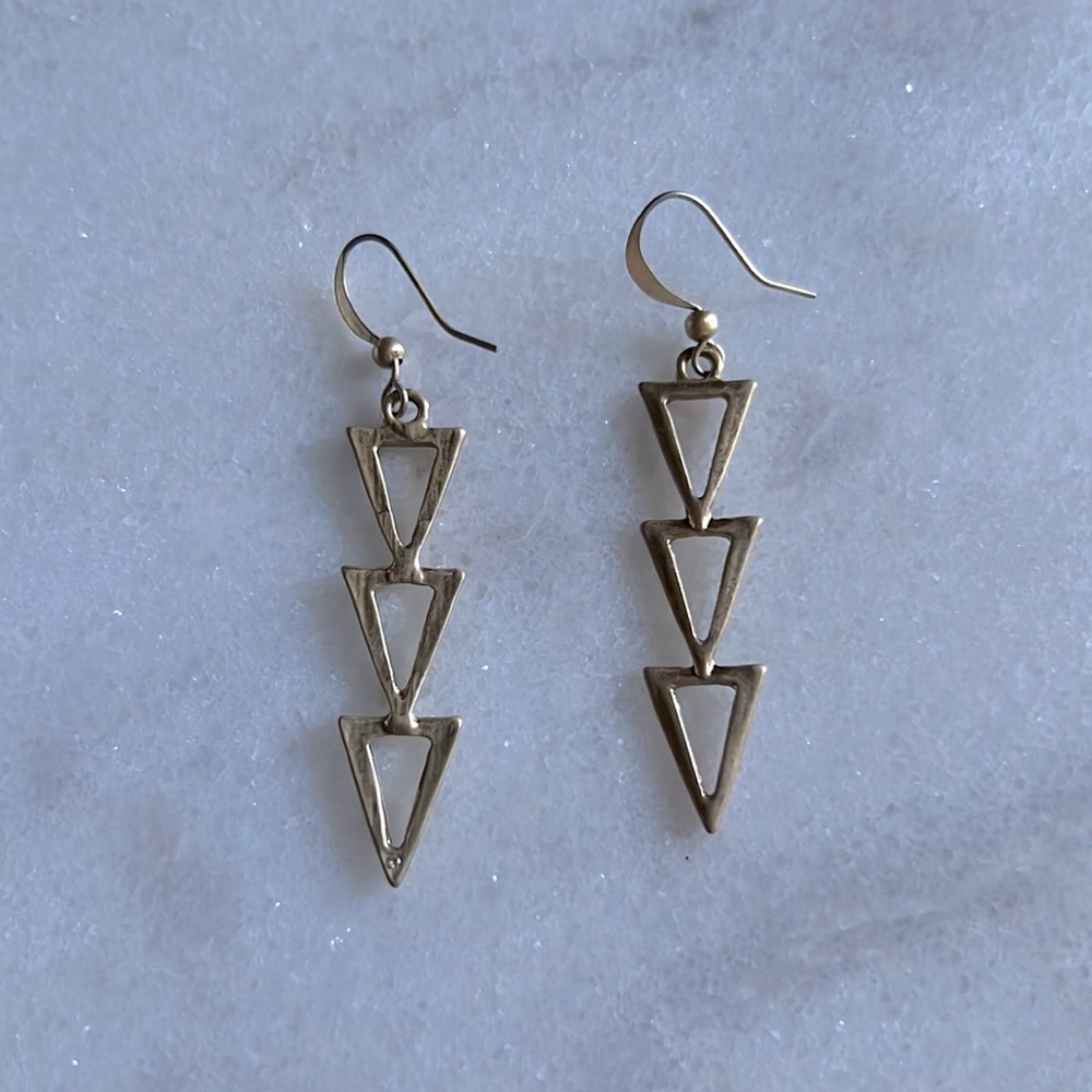 Modern Pierced Dangle Silver Tone Dangle Earrings